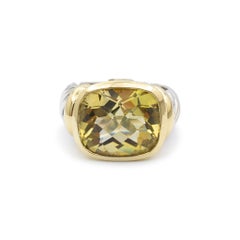 David Yurman 925 Sterling Silver 14K Yellow Gold Lemon Citrine Cocktail Ring