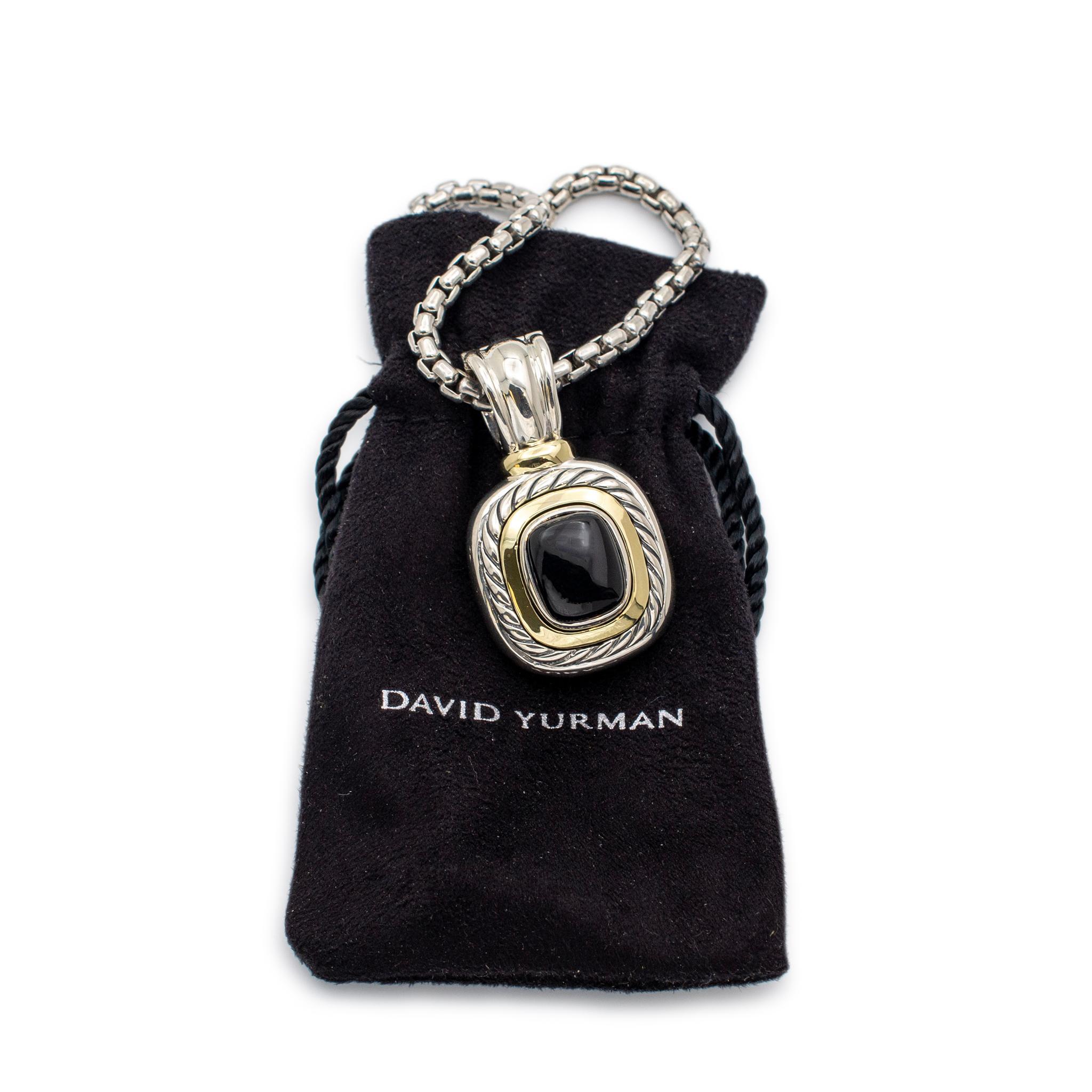David Yurman 925 Sterling Silver & 14K Yellow Gold Pendant Necklace For Sale 1