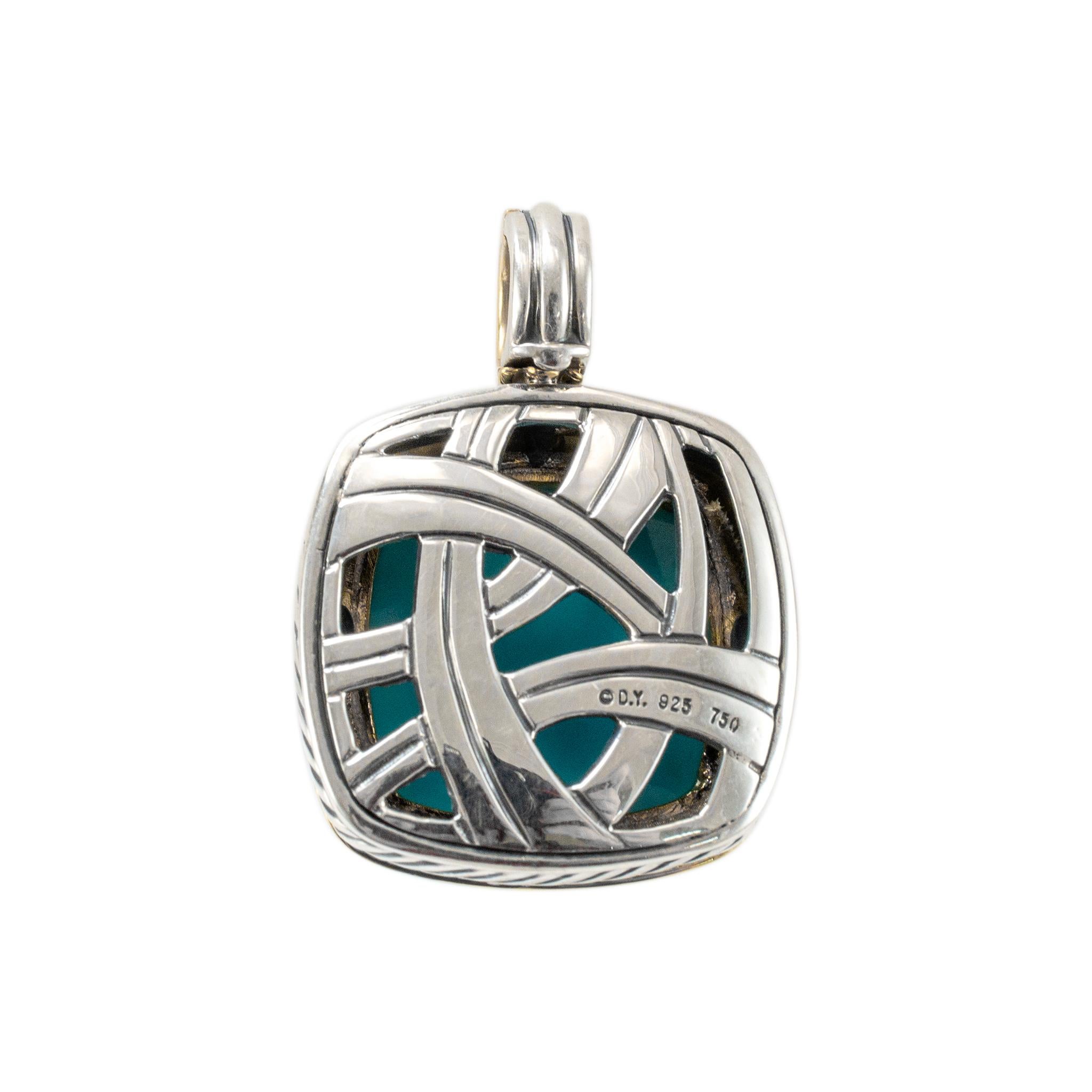 David Yurman 925 Sterlingsilber 18K Gelbgold Albion Türkis-Anhänger Damen