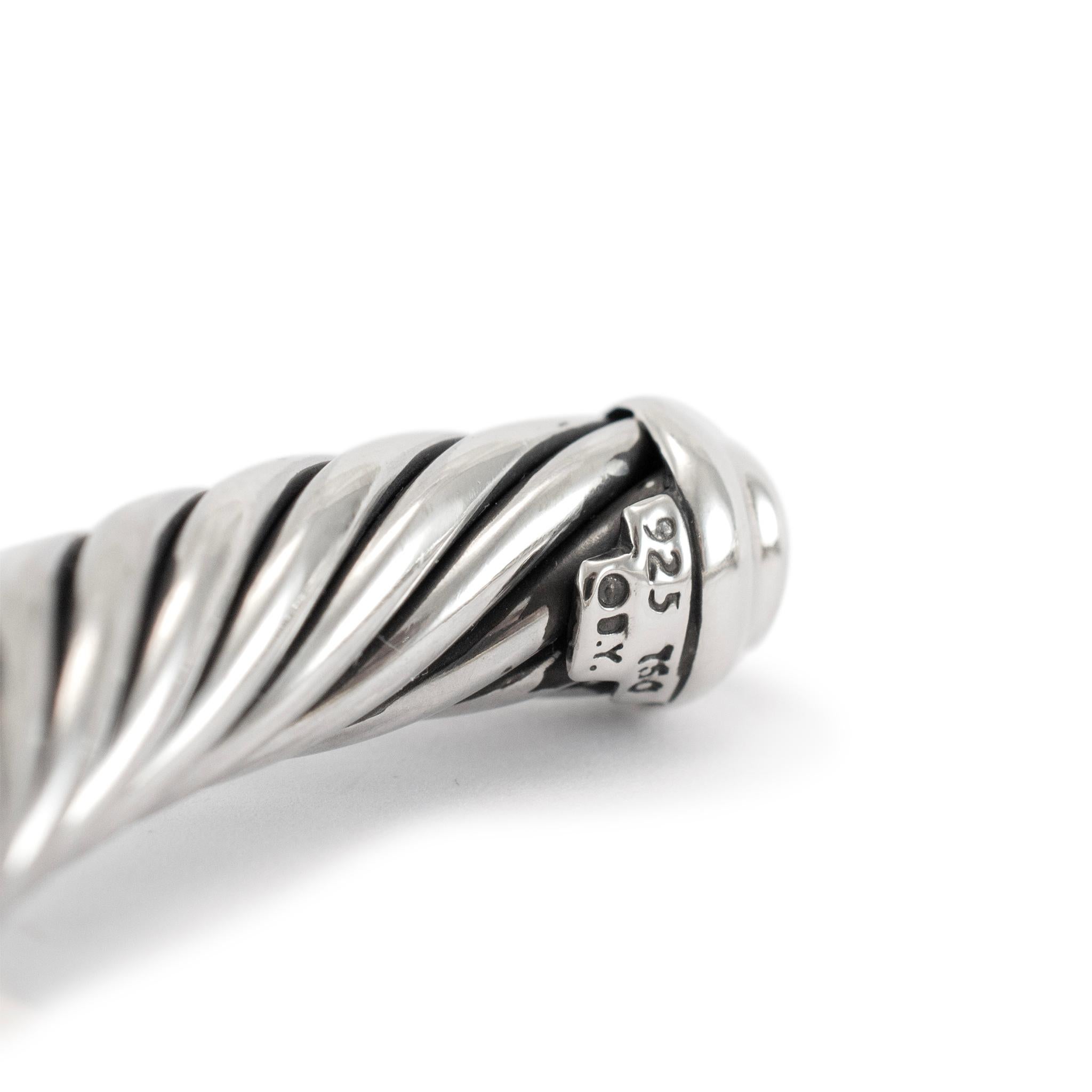 David Yurman 925 Sterling Silber Gelbgold Diamant Classic Kabel Manschette Armband 1