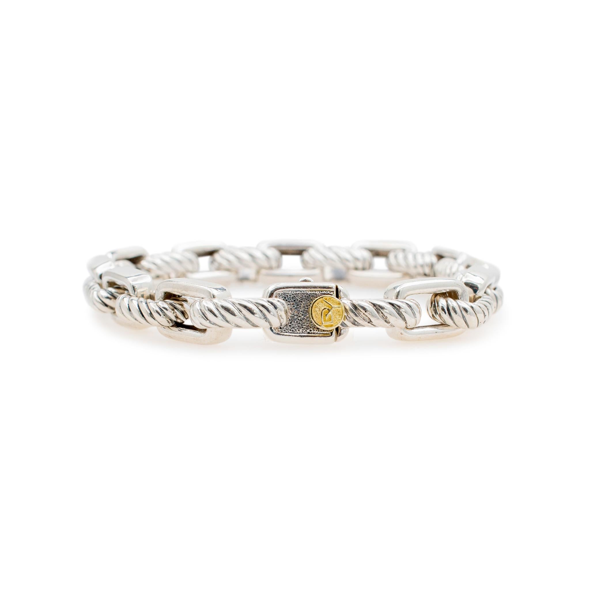 David Yurman 925 Sterlingsilber & 18K Gelbgold Madison Gliederkette Armband im Zustand „Hervorragend“ in Houston, TX