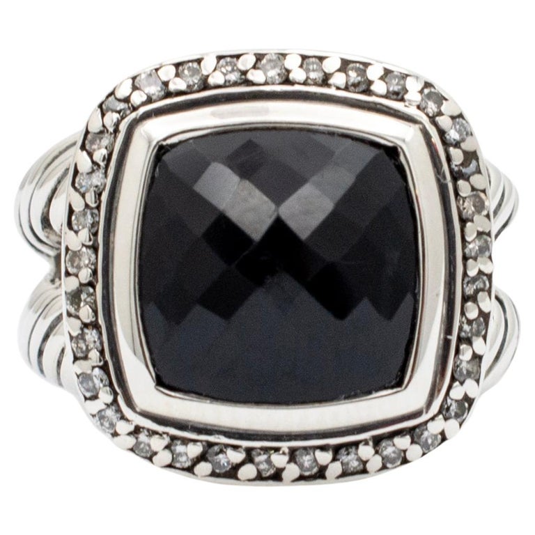 Sterling Silver Petite Albion Ring With Black Onyx And Diamonds