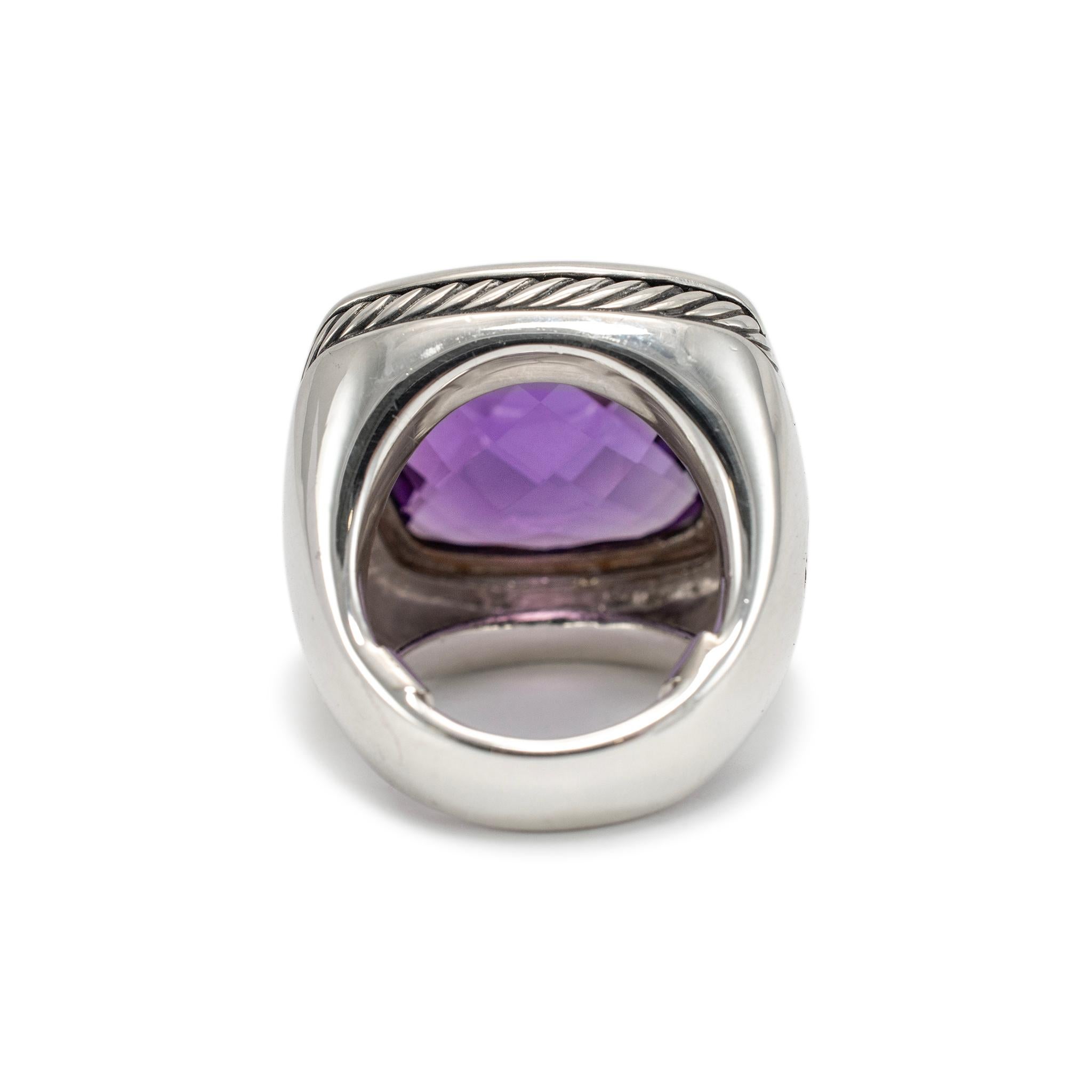 Women's David Yurman 925 Sterling Silver Amethyst Albion Cocktail Ring For Sale