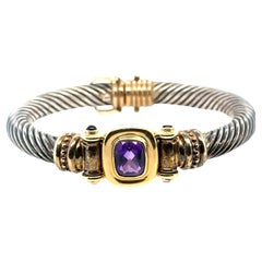 David Yurman 925 Sterling Silver & Amethyst Bracelet