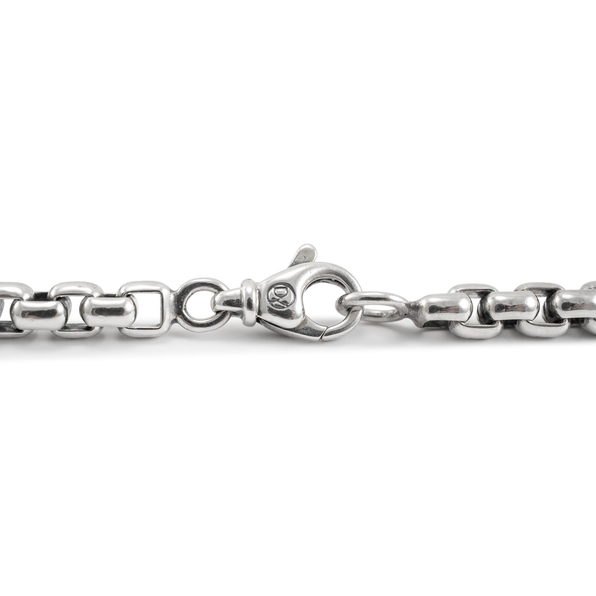 David Yurman 925 Sterling Silver Black Diamonds Chevron Cross Pendant Necklace 1