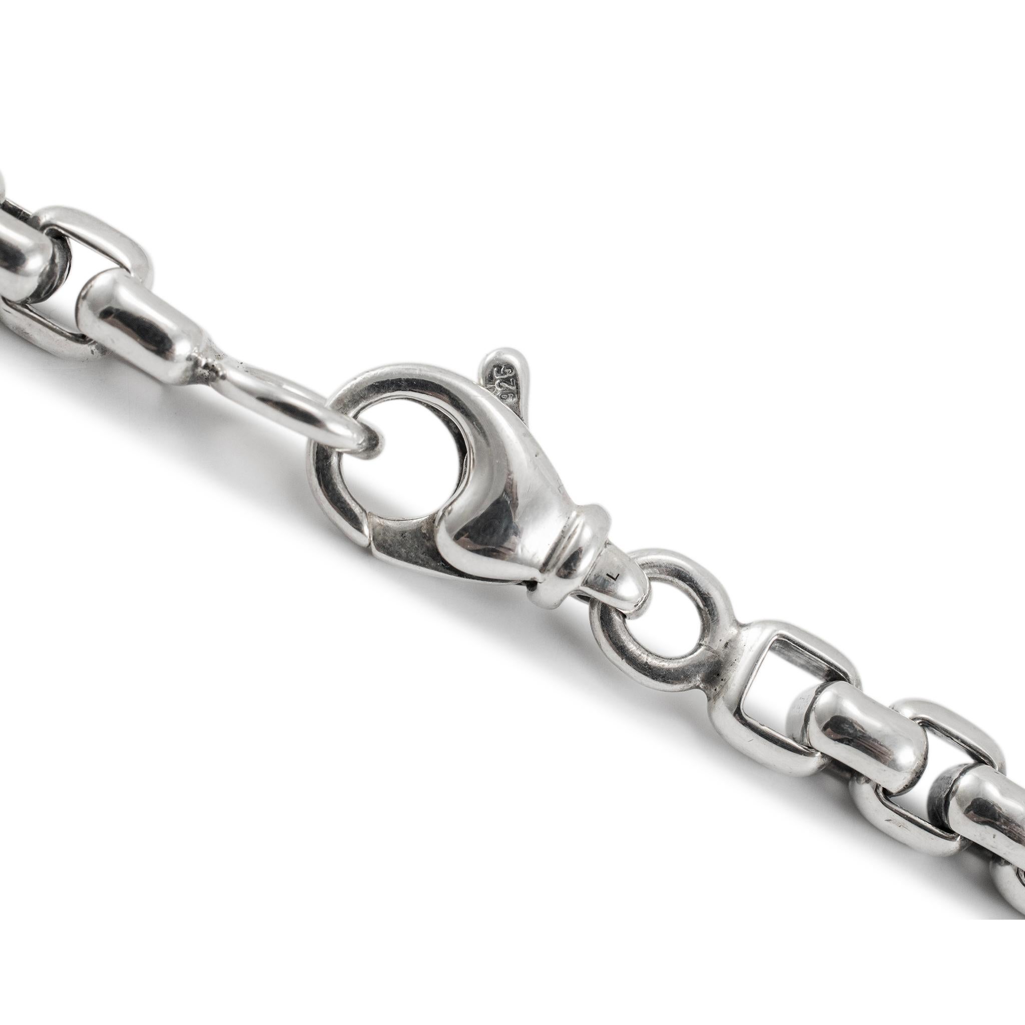 David Yurman 925 Sterling Silver Black Diamonds Chevron Cross Pendant Necklace 2