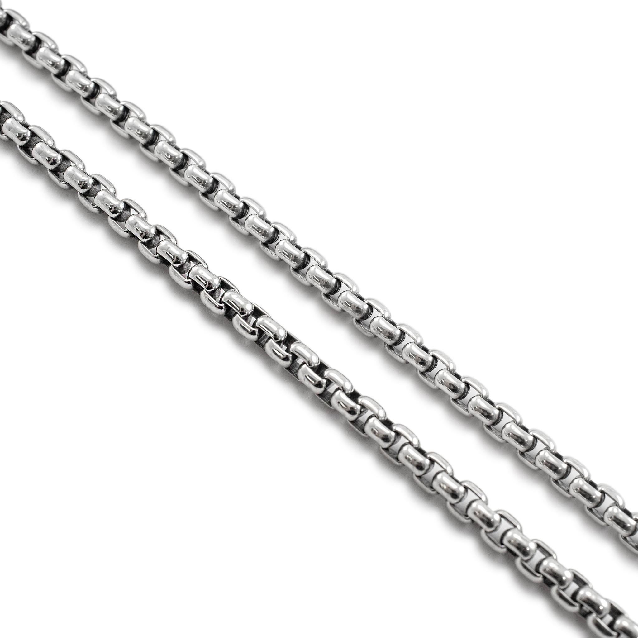 David Yurman 925 Sterling Silver Black Diamonds Chevron Cross Pendant Necklace 3