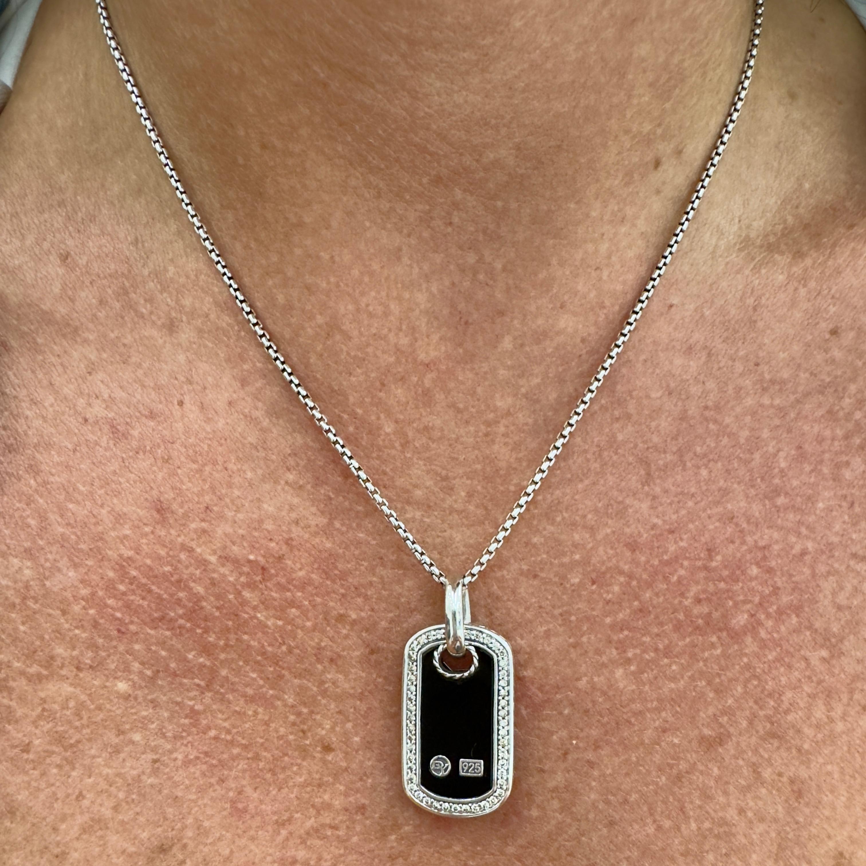 David Yurman Collana con ciondolo con medaglietta in onice nero e diamanti in argento 925. in vendita 3