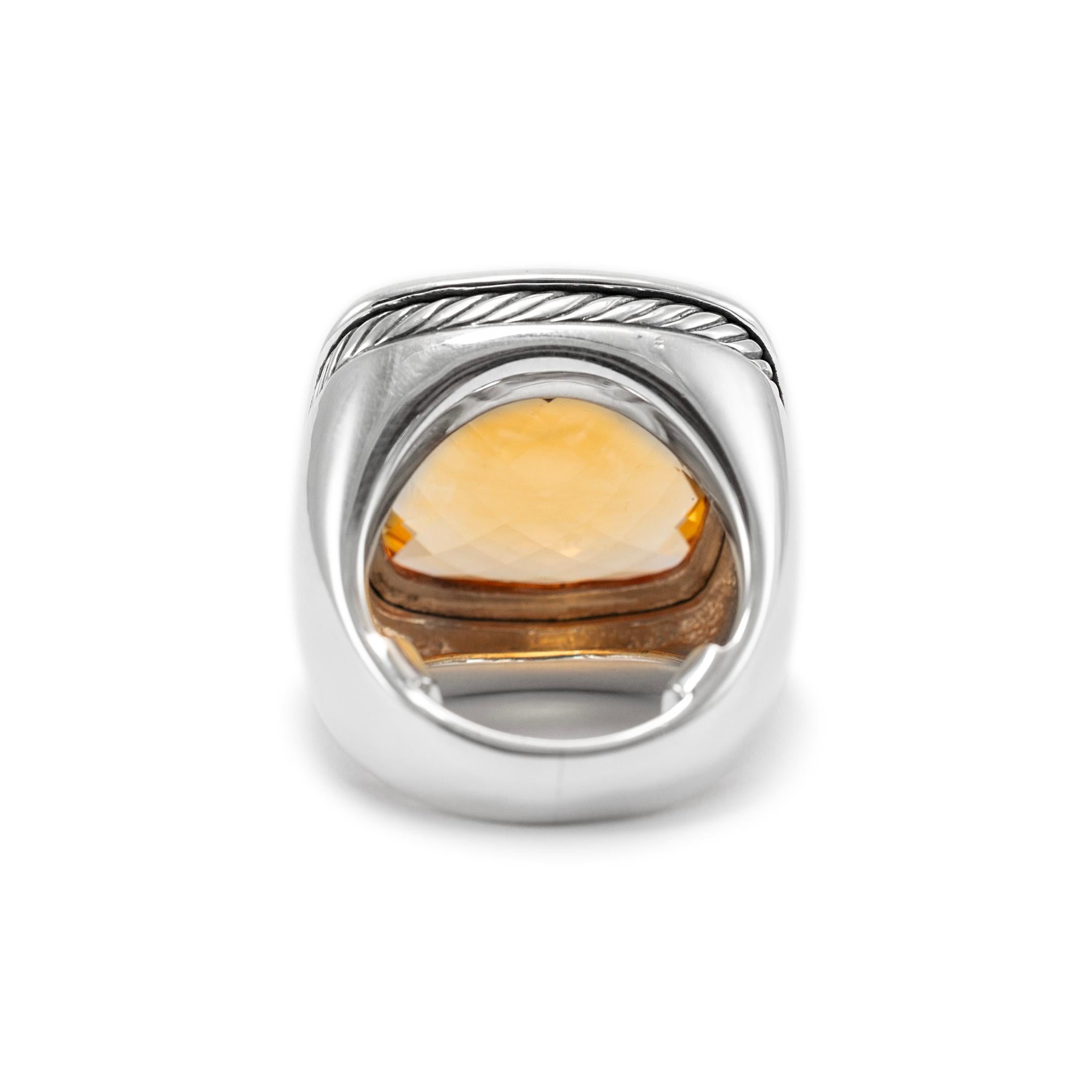 Women's David Yurman 925 Sterling Silver Citrine Albion Cocktail Ring For Sale