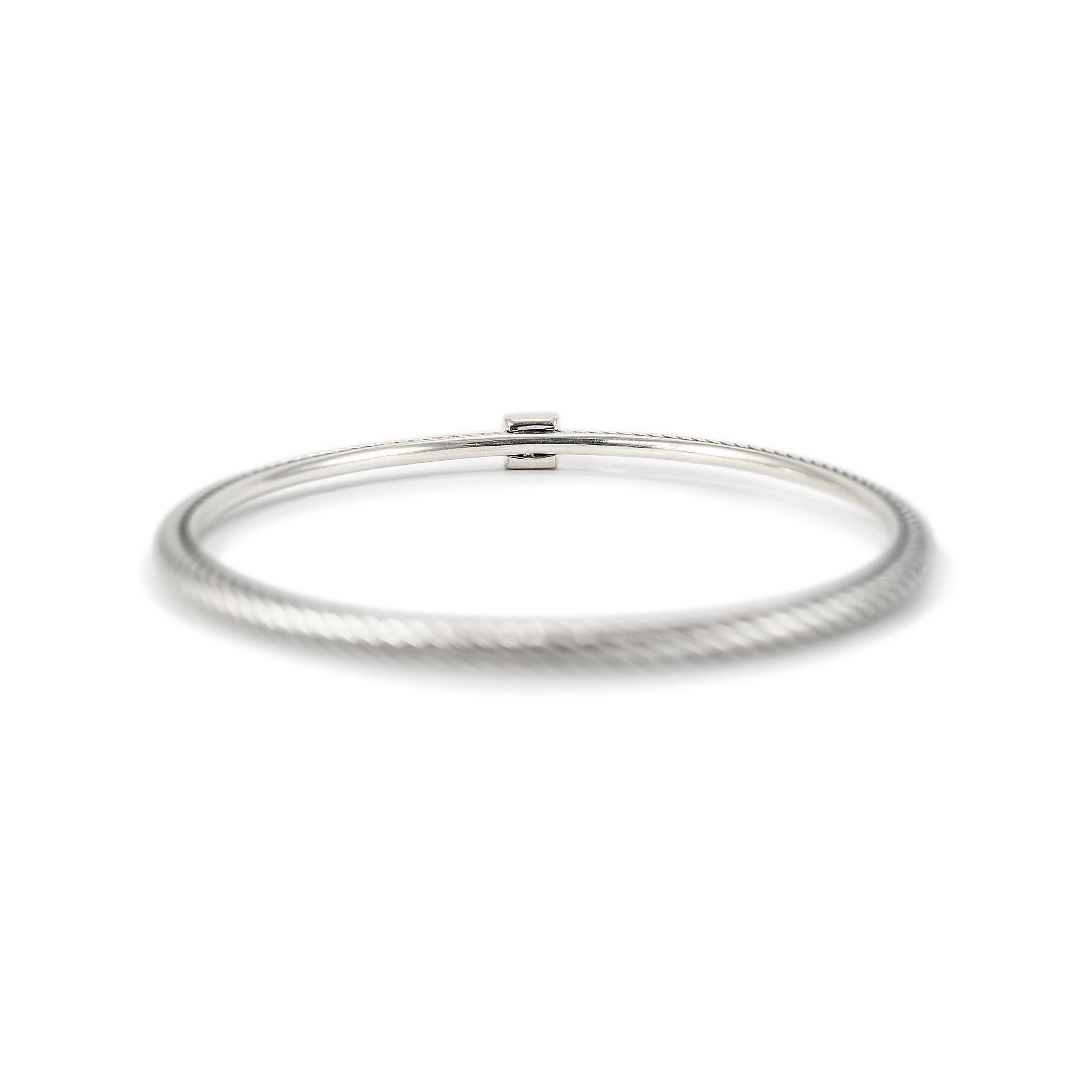 David Yurman 925 Sterling Silber Konfetti Pave Diamant Kabel-Armreif Armband für Damen oder Herren