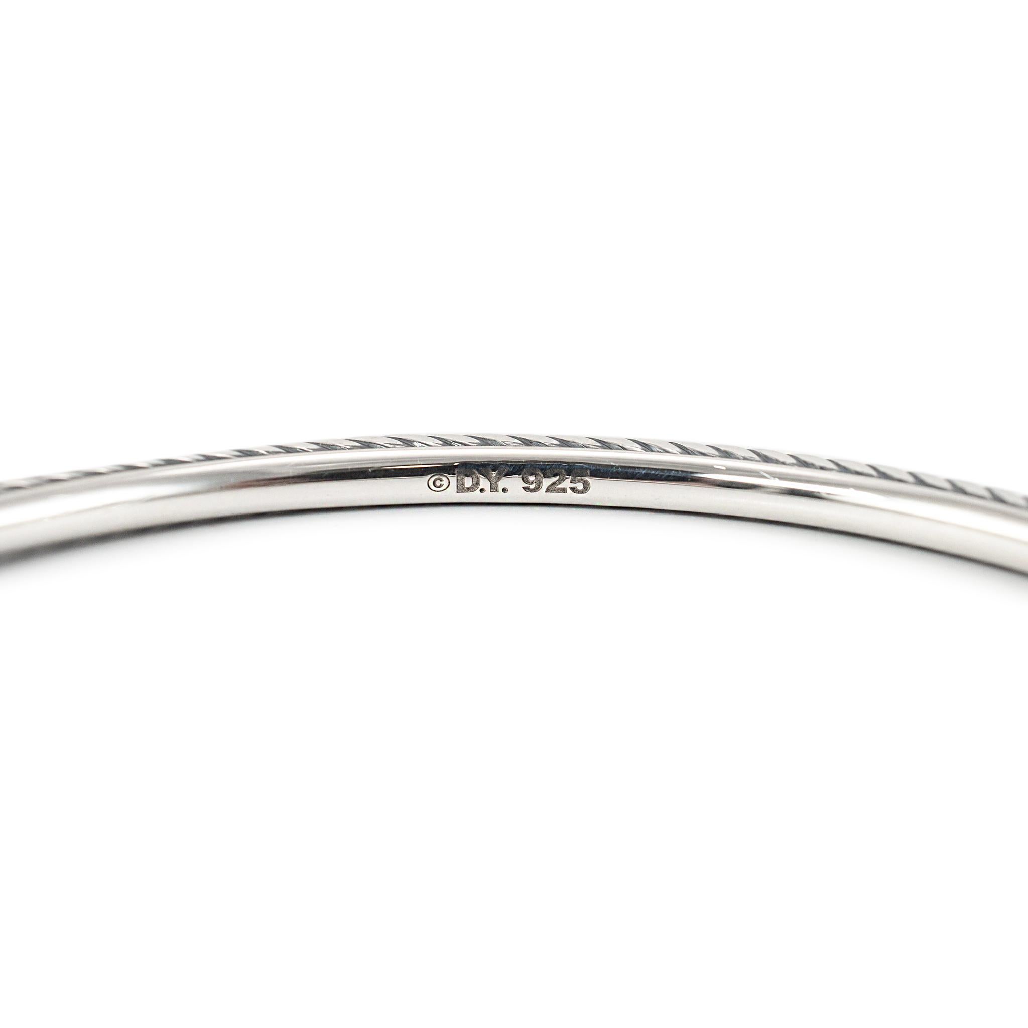 David Yurman 925 Sterling Silber Konfetti Pave Diamant Kabel-Armreif Armband 1