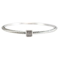 David Yurman 925 Sterling Silber Konfetti Pave Diamant Kabel-Armreif Armband
