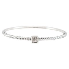David Yurman 925 Sterling Silber Konfetti Pave Diamant Kabel-Armreif Armband