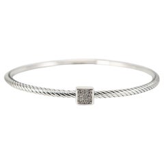 David Yurman Bracciale con cavo in argento 925 con coriandoli e pavé di diamanti