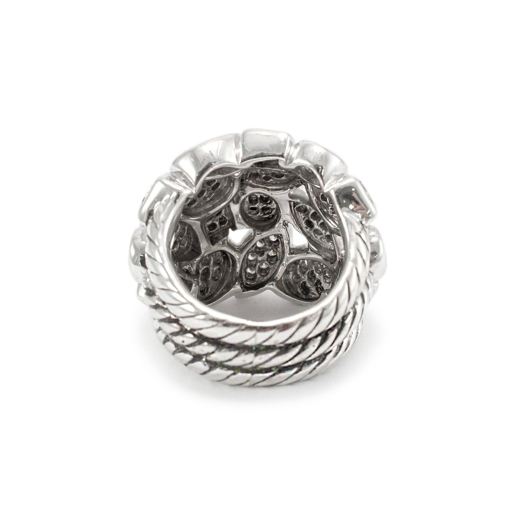 Women's David Yurman 925 Sterling Silver Confetti Pave Diamond Cocktail Ring