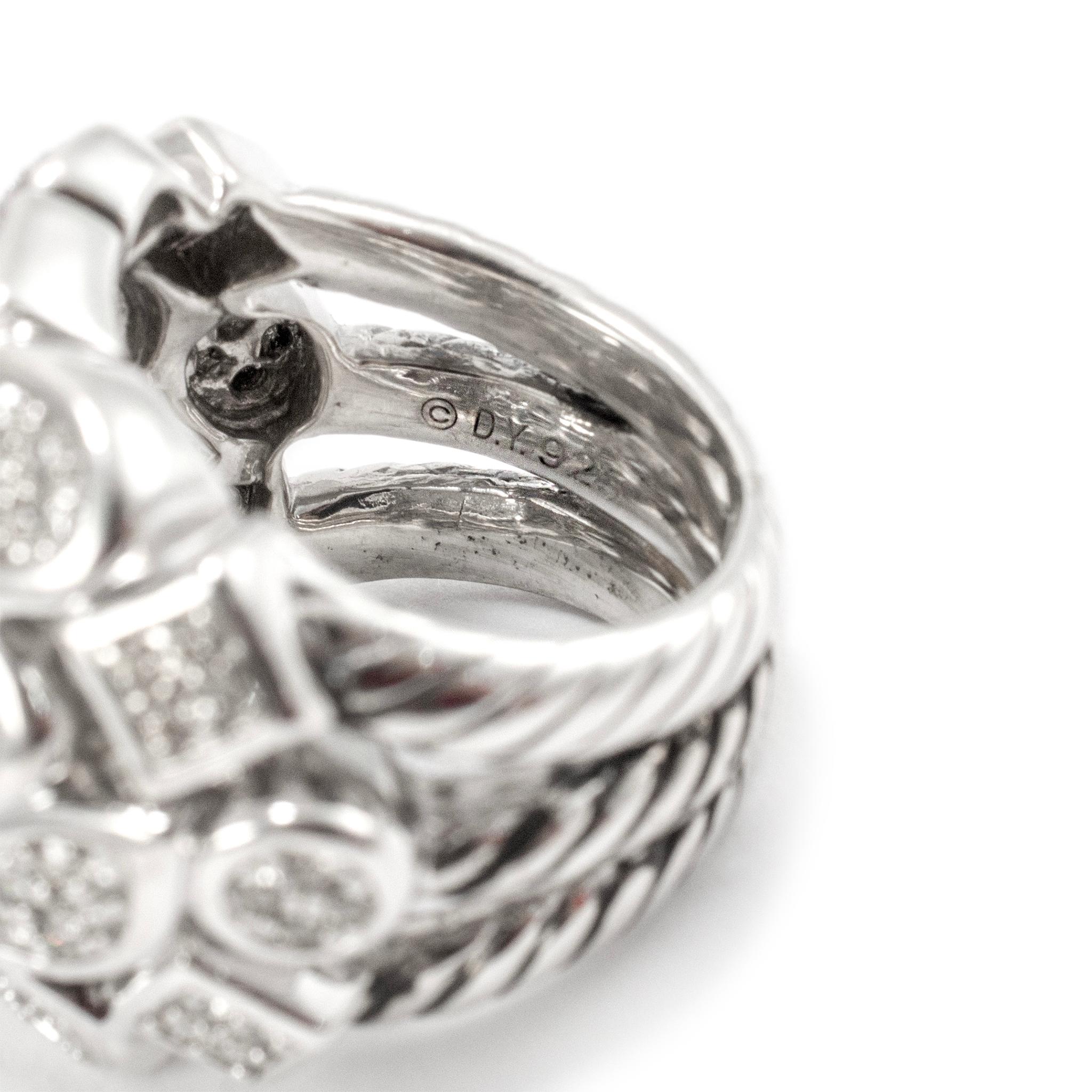 David Yurman 925 Sterling Silver Confetti Pave Diamond Cocktail Ring 1