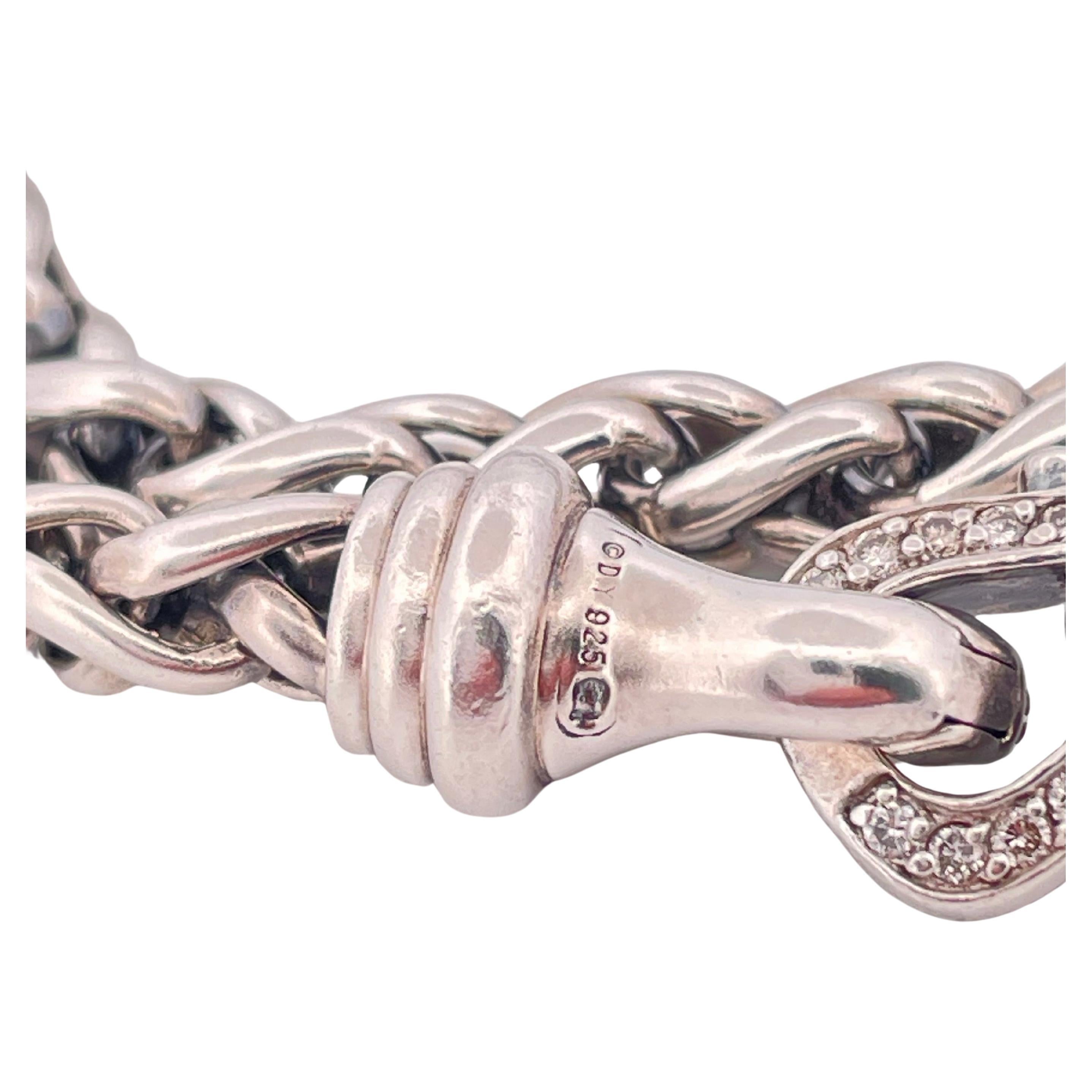David Yurman Argent 925 et Diamant  Collier à chaîne de 16 pouces Unisexe en vente
