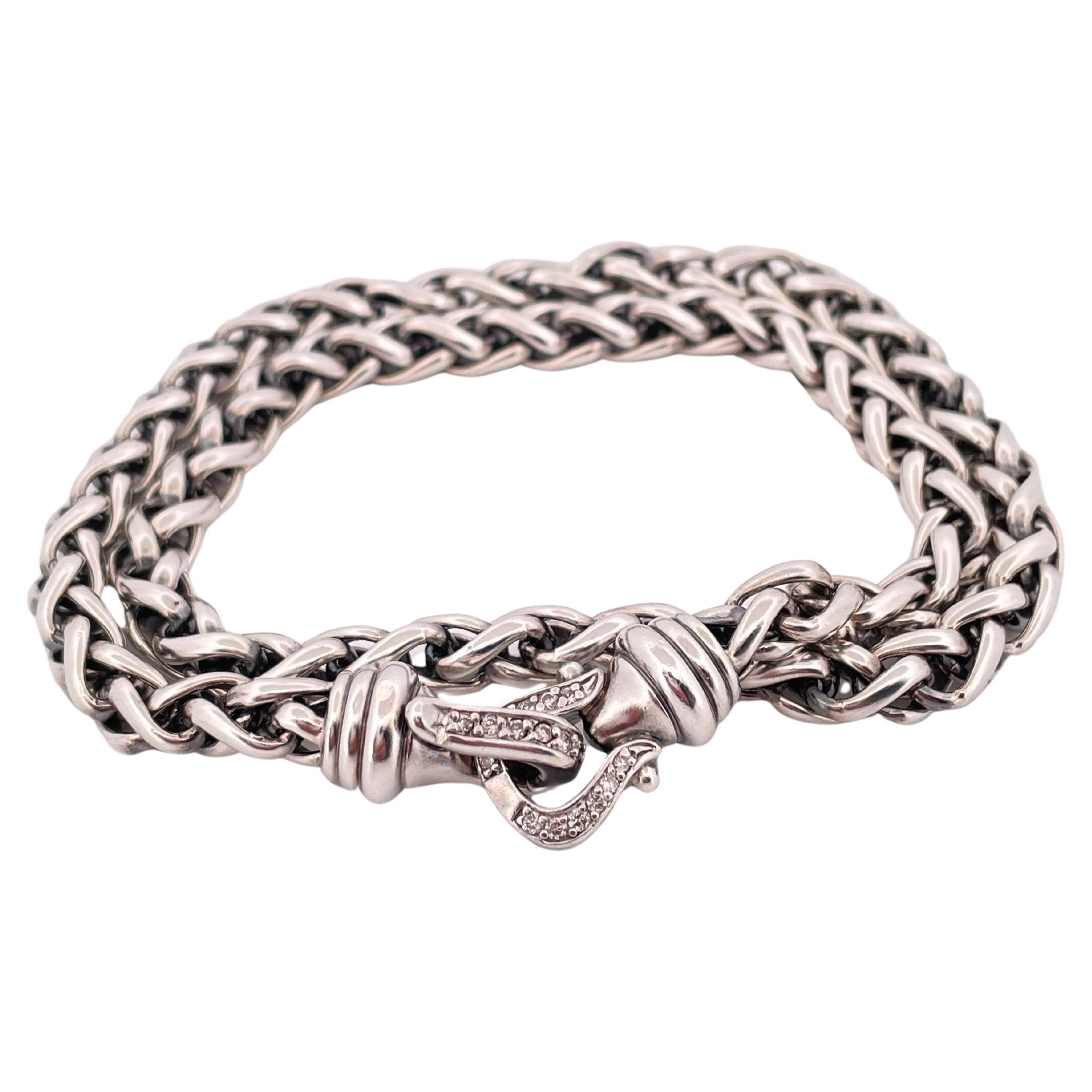 David Yurman Argent 925 et Diamant  Collier à chaîne de 16 pouces en vente
