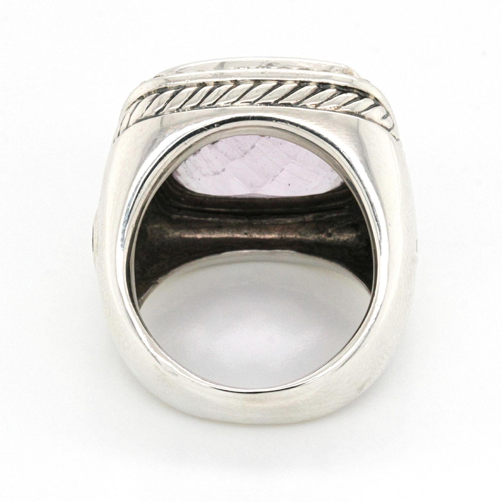 David Yurman 925 Sterling Silver Diamond & Amethyst Albion Ring 1