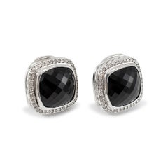 David Yurman 925 Sterling Silver Diamond & Black Onyx Albion Stud Earrings