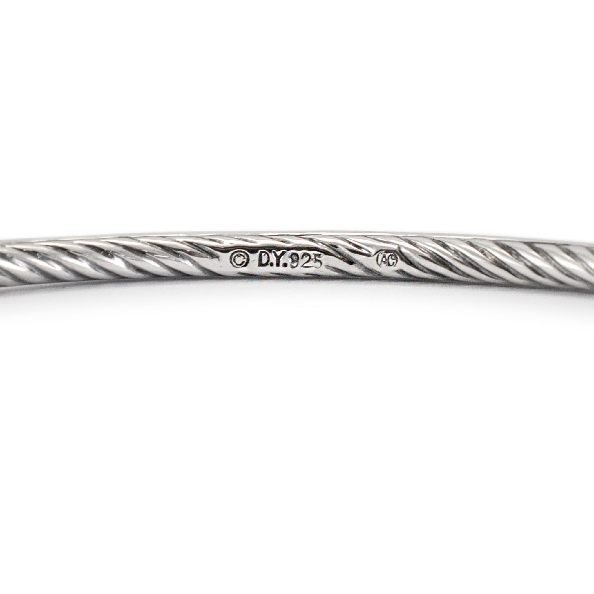 David Yurman 925 Sterlingsilber-Diamant-Kabel-Armreif im Zustand „Hervorragend“ in Houston, TX