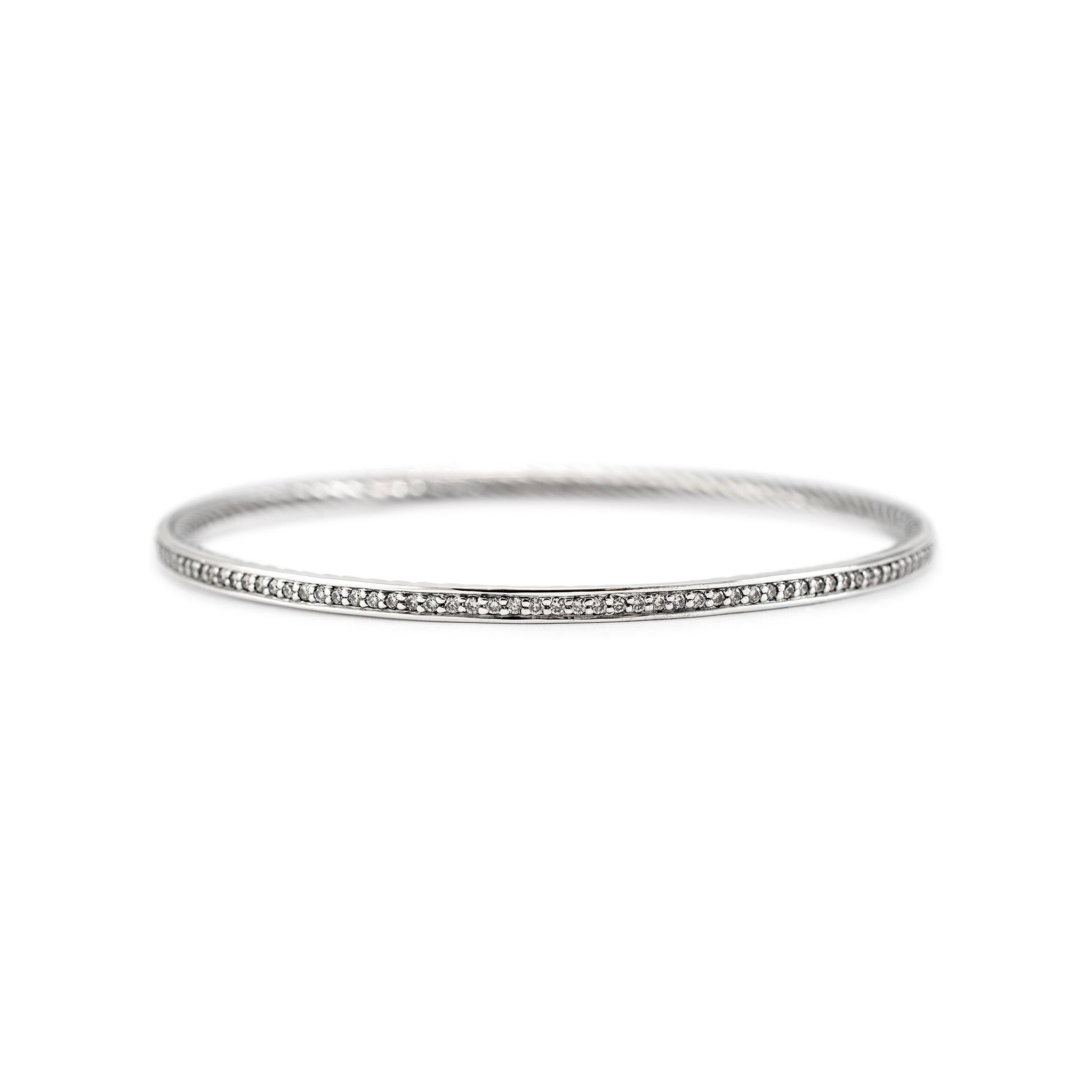 David Yurman 925 Sterlingsilber-Diamant-Kabel-Armreif Damen