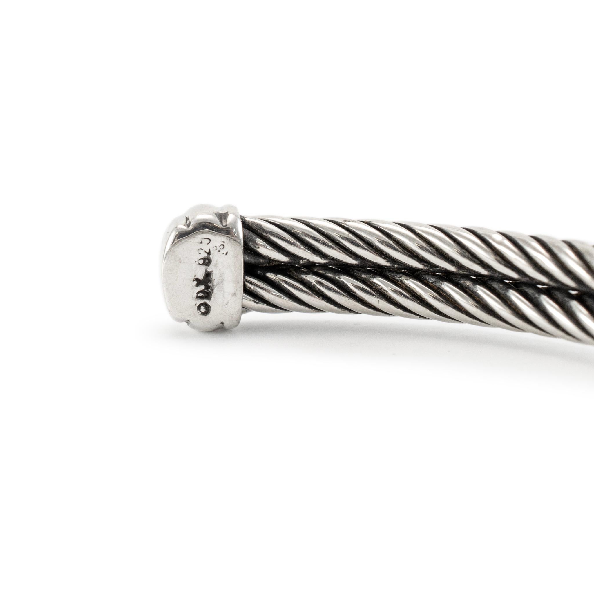 David Yurman 925 Sterling Silber Diamant Double Cable X Manschettenarmband 1