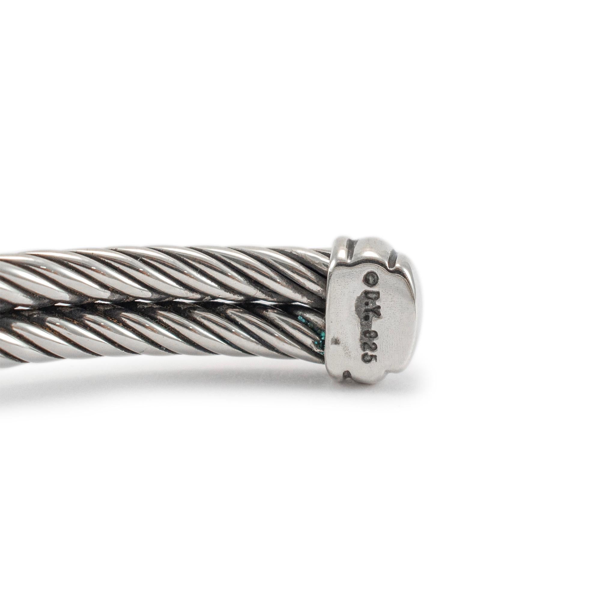 David Yurman 925 Sterlingsilber-Diamant-Doppel-X-Manschettenarmband (Rundschliff)