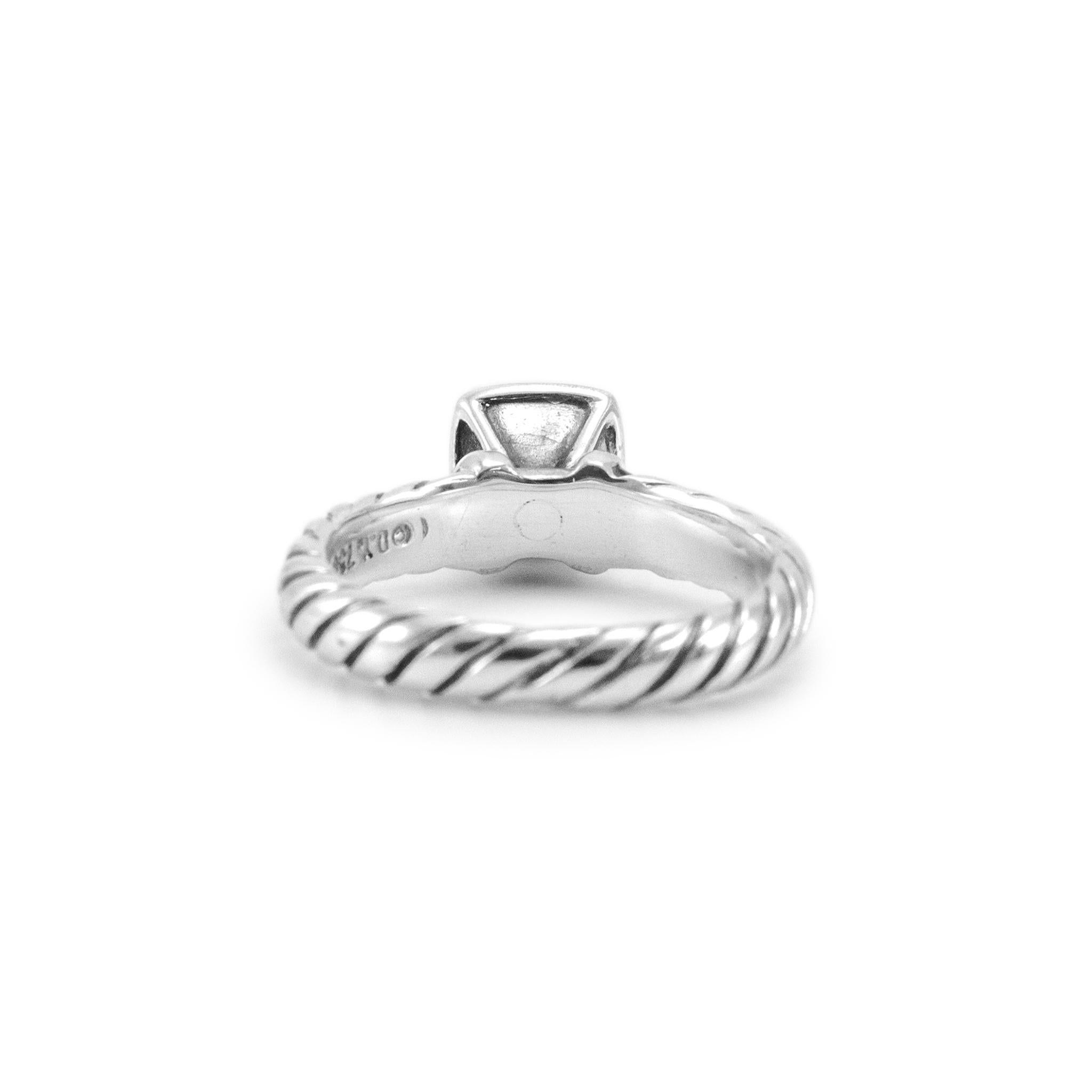 Women's David Yurman 925 Sterling Silver & Gold Cable Square Diamond Engagement Ring For Sale