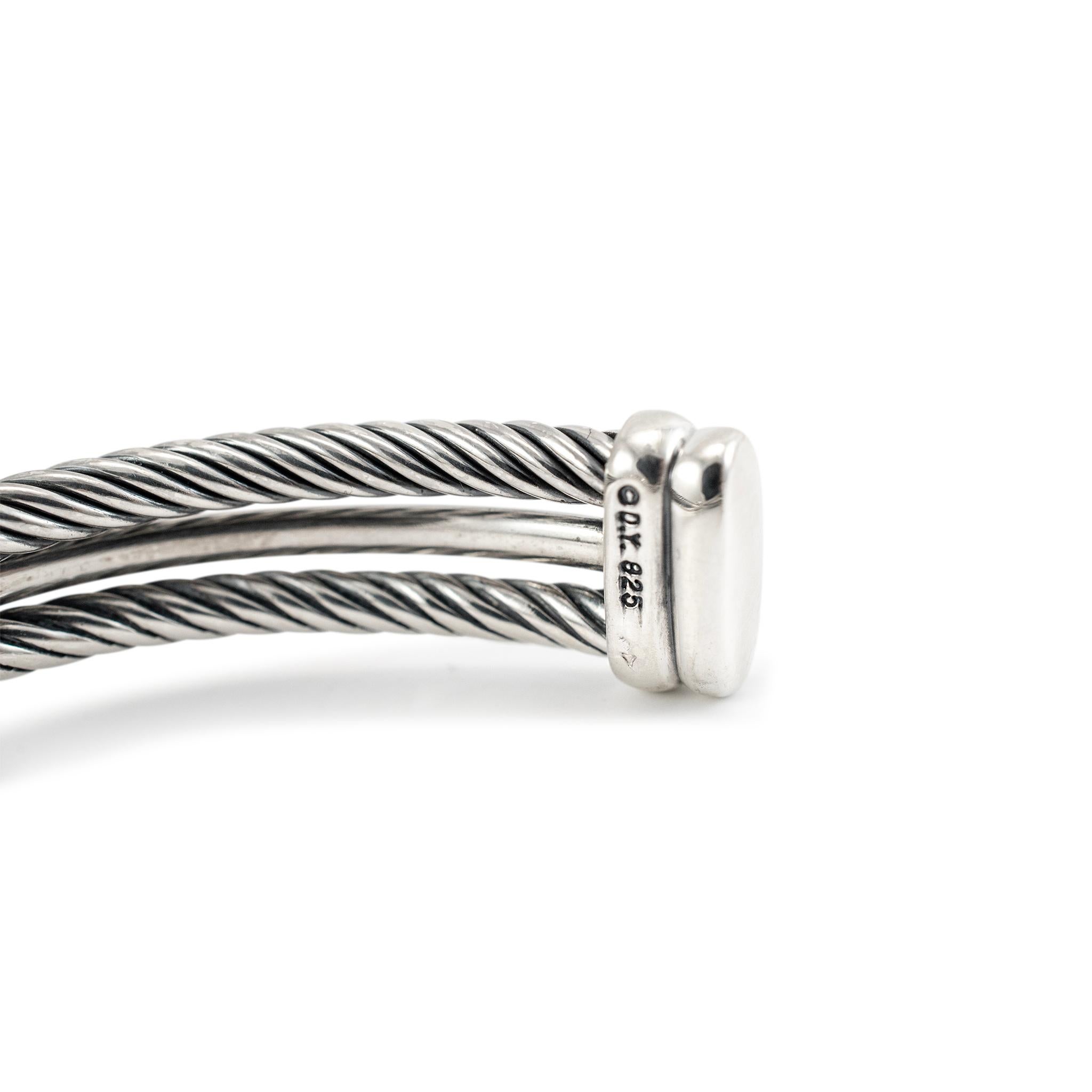 David Yurman 925 Sterlingsilber Medium Diamant Crossover X-Armband Damen