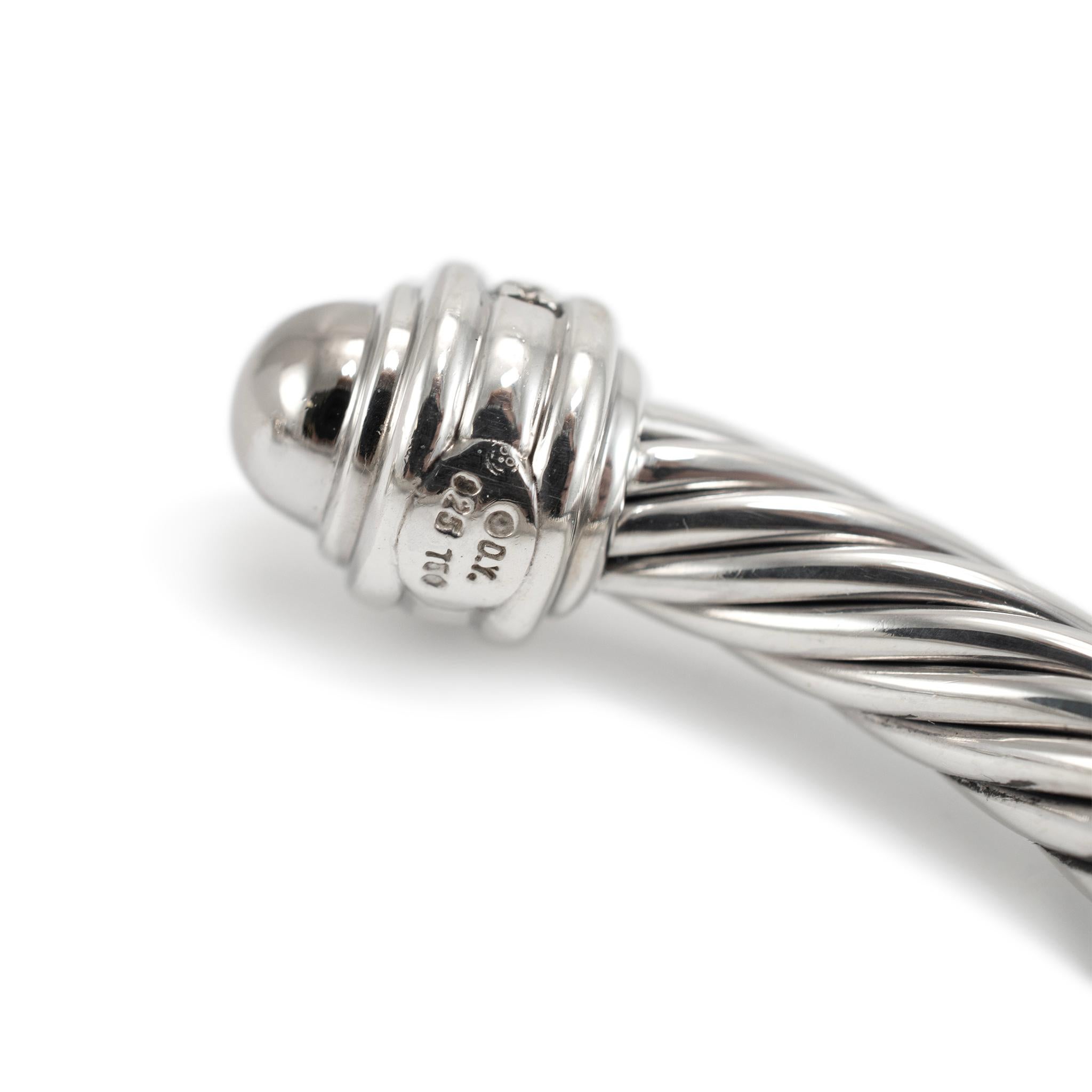 David Yurman 925 Sterling Silber Medium Diamanten Classic Kabel Manschette Armband 1