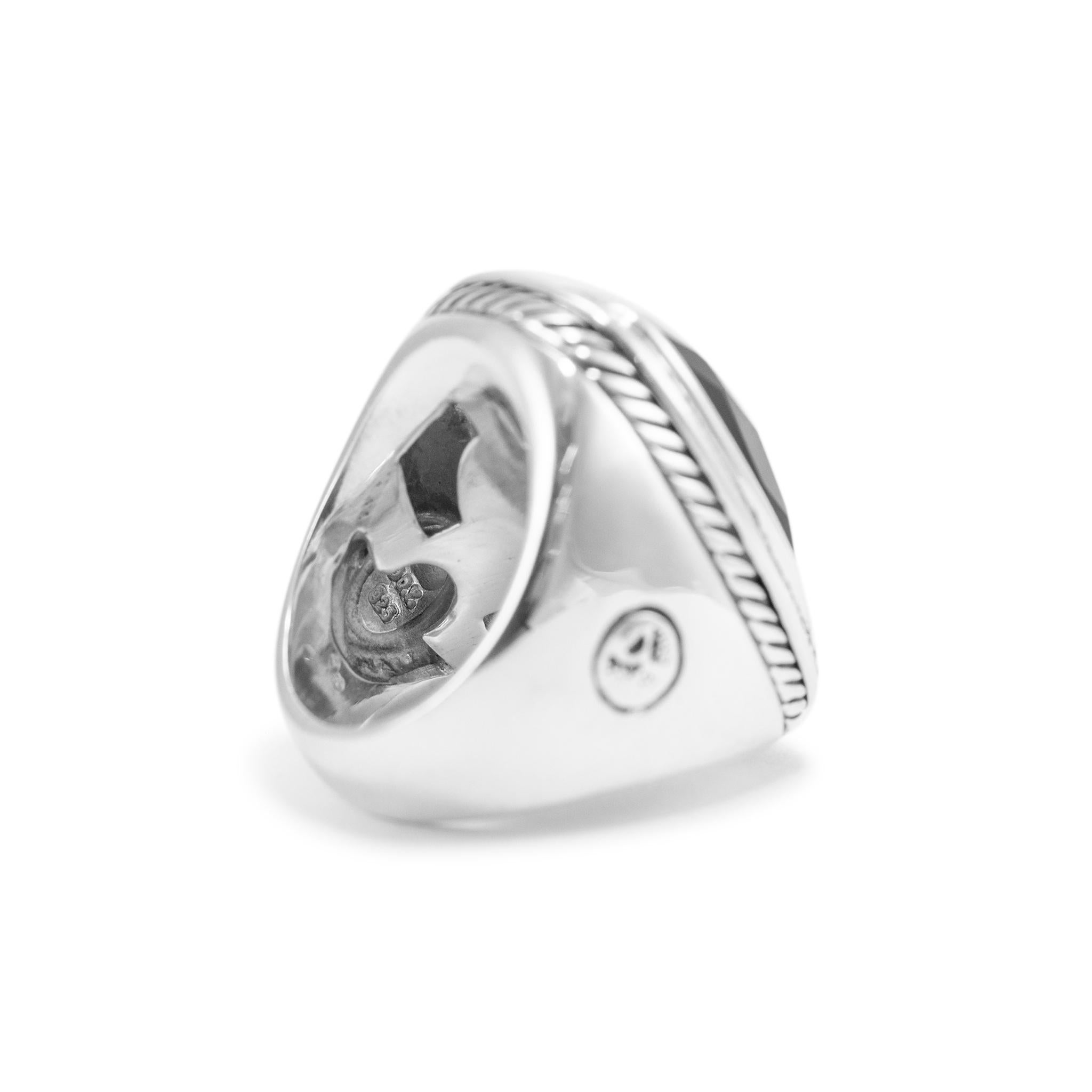 David Yurman 925 Sterling Silver Onyx Halo Diamond Albion Cocktail Ring For Sale 1