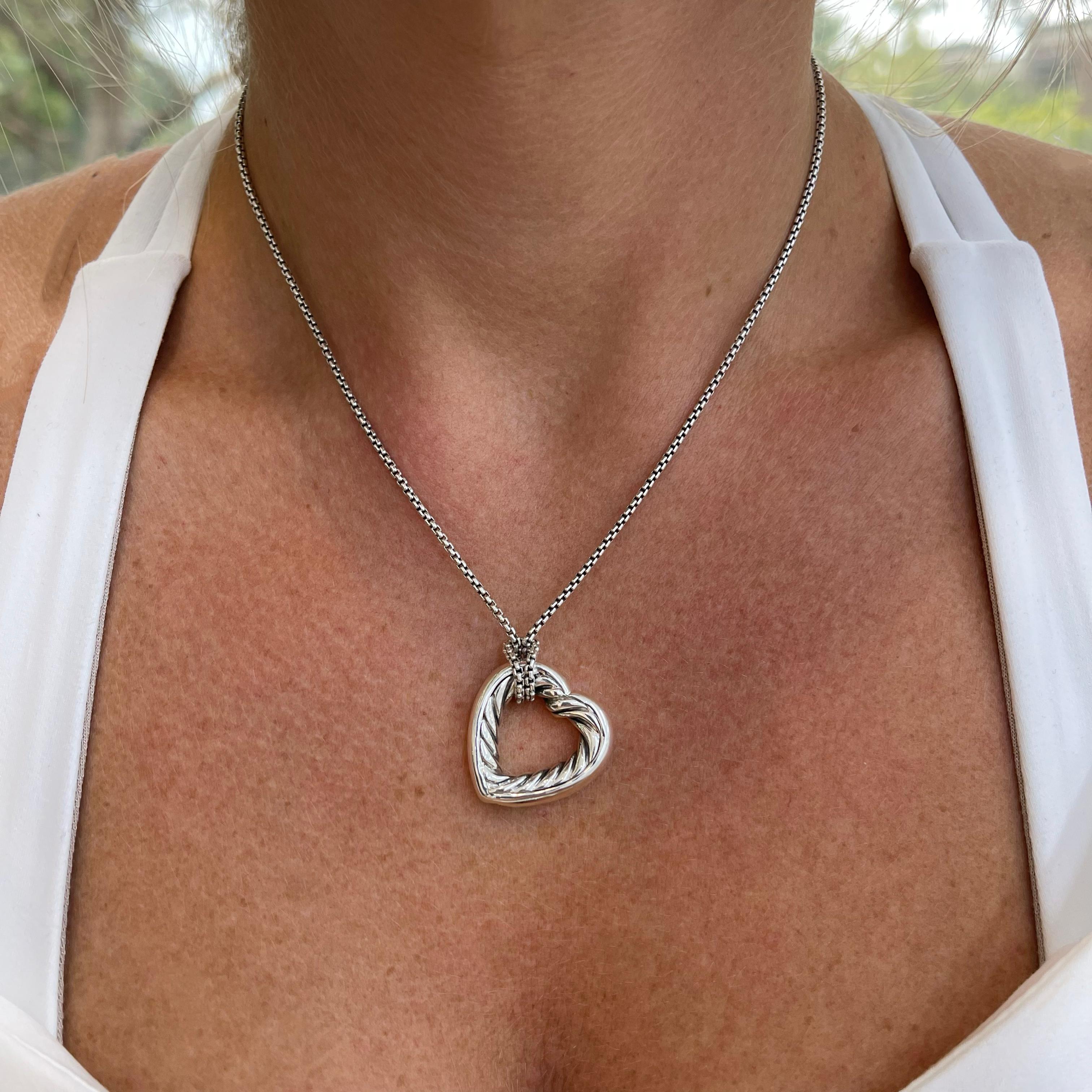 Offene Herz-Halskette aus Sterlingsilber von David Yurman 925 mit 18 Karat Gelbgold-Anhänger 1