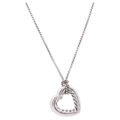 Offene Herz-Halskette aus Sterlingsilber von David Yurman 925 mit 18 Karat Gelbgold-Anhänger