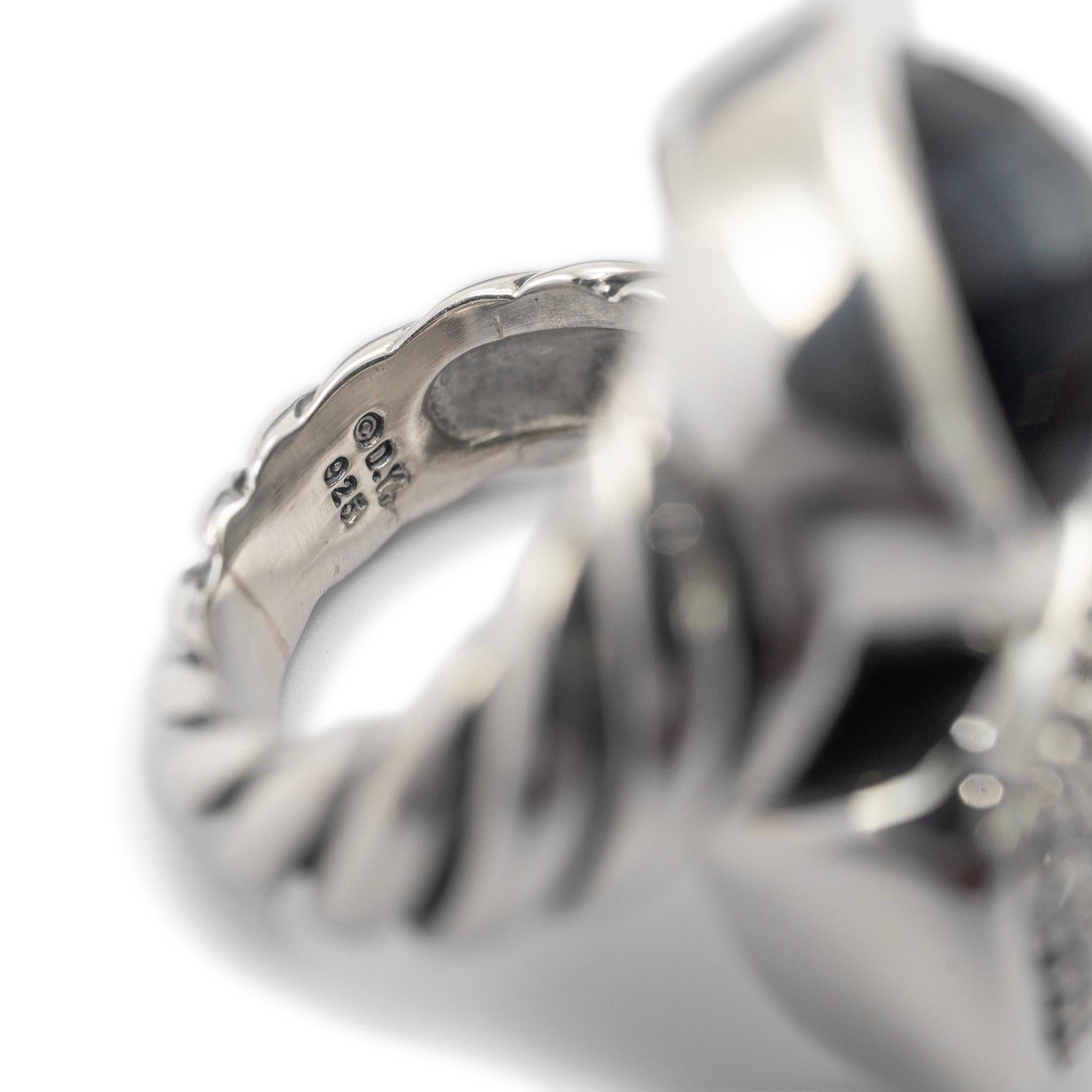 David Yurman 925 Sterling Silver Oval Black Onyx & Pave Diamond Cocktail Ring 1