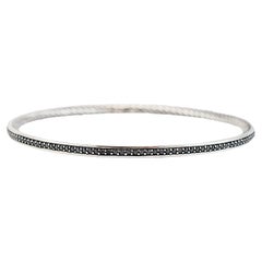 David Yurman 925 Sterlingsilber Pave Schwarzer Diamant-Kabel-Armreif