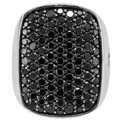 David Yurman 925 Sterlingsilber-Cocktailring mit schwarzen Pavé-Diamanten