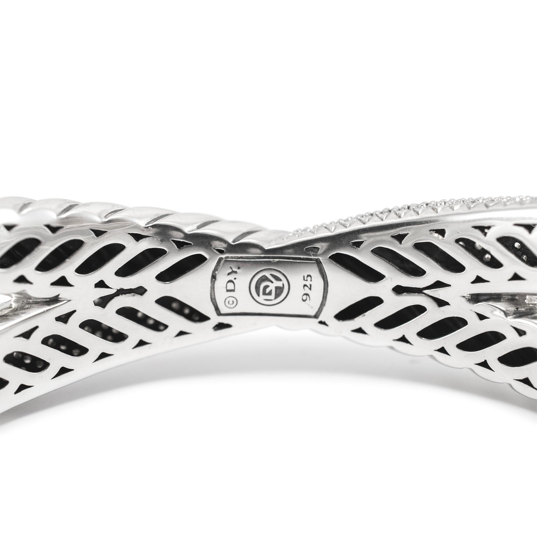 David Yurman 925 Sterlingsilber Pave Crossover X Manschettenarmband 1