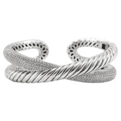 David Yurman 925 Sterlingsilber Pave Crossover X Manschettenarmband