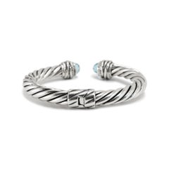 David Yurman 925 Sterling Silver Topaz & Diamond Classic Cable Bracelet