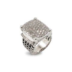 David Yurman 925 Sterling Silver Wheaton Diamond Cocktail Ring