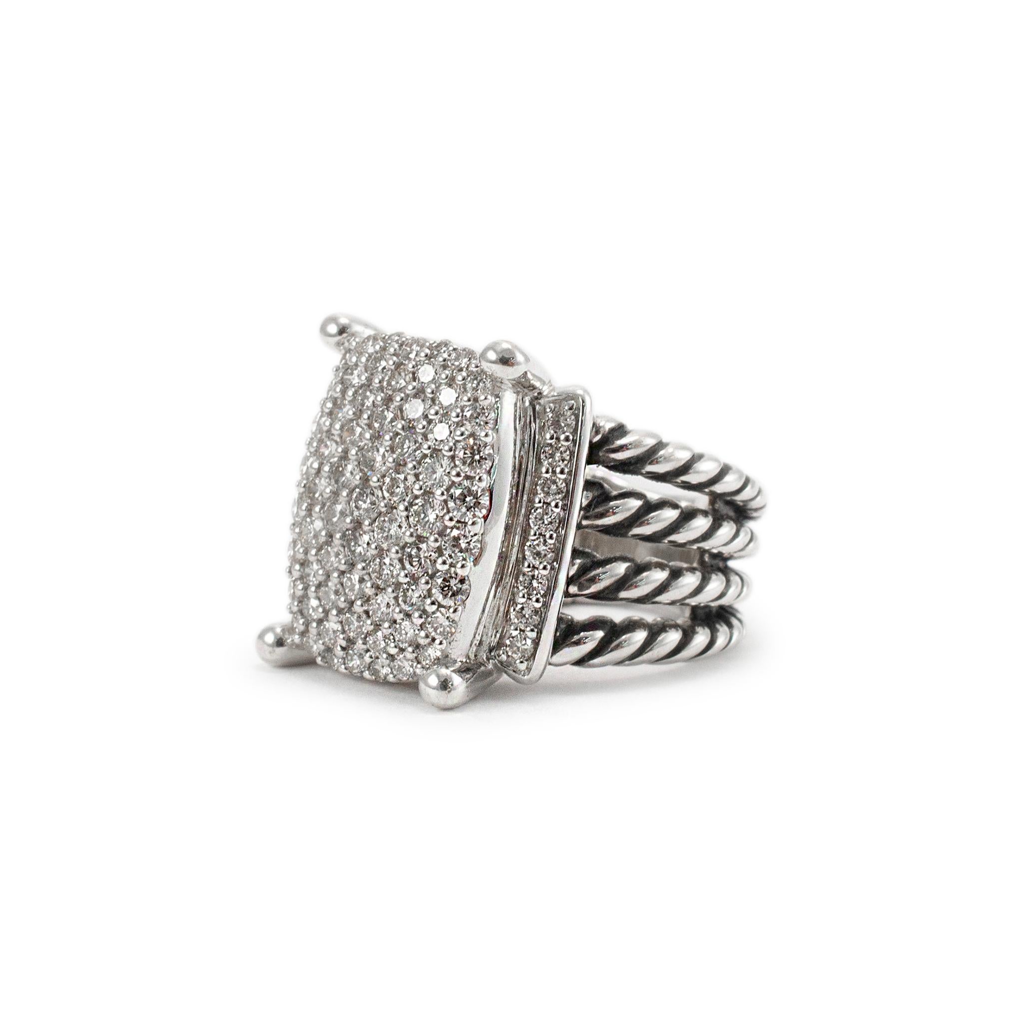 David Yurman 925 Sterlingsilber Wheaton-Diamant-Cocktailring (Rundschliff)