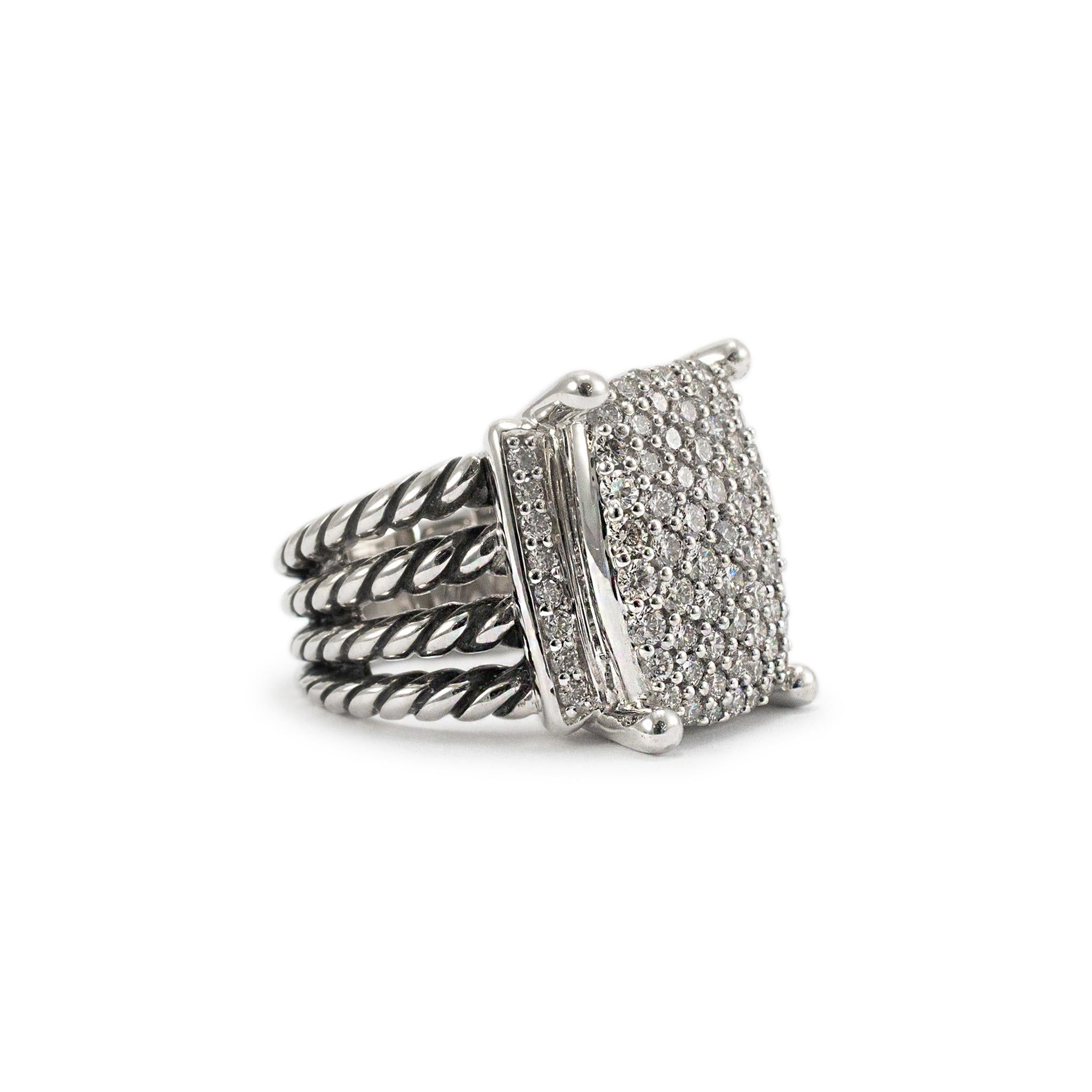 David Yurman 925 Sterlingsilber Wheaton-Diamant-Cocktailring im Zustand „Hervorragend“ in Houston, TX