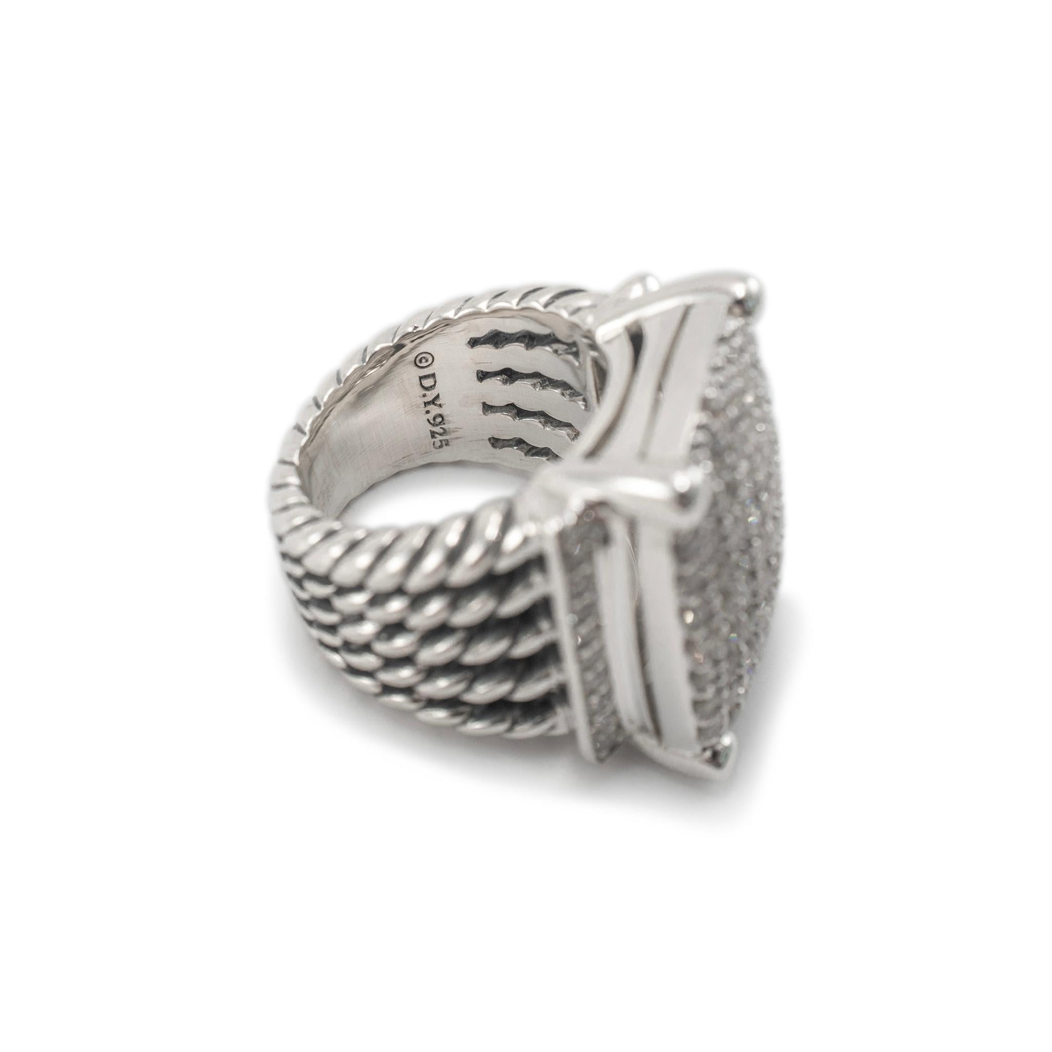 David Yurman 925 Sterling Silver Wheaton Diamond Cocktail Ring For Sale 1