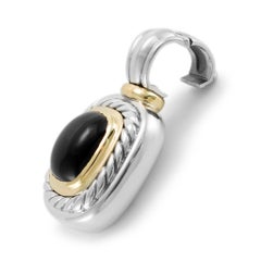 David Yurman 925 Sterling Silver Yellow Gold Black Onyx Albion Enhancer Pendant