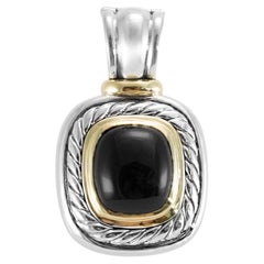 David Yurman 925 Sterling Silver Yellow Gold Black Onyx Albion Enhancer Pendant