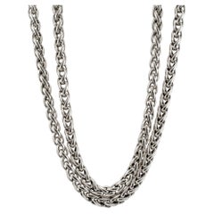 David Yurman 925 Sterling Silver Yellow Gold Buckle Double Wheat Chain Necklace