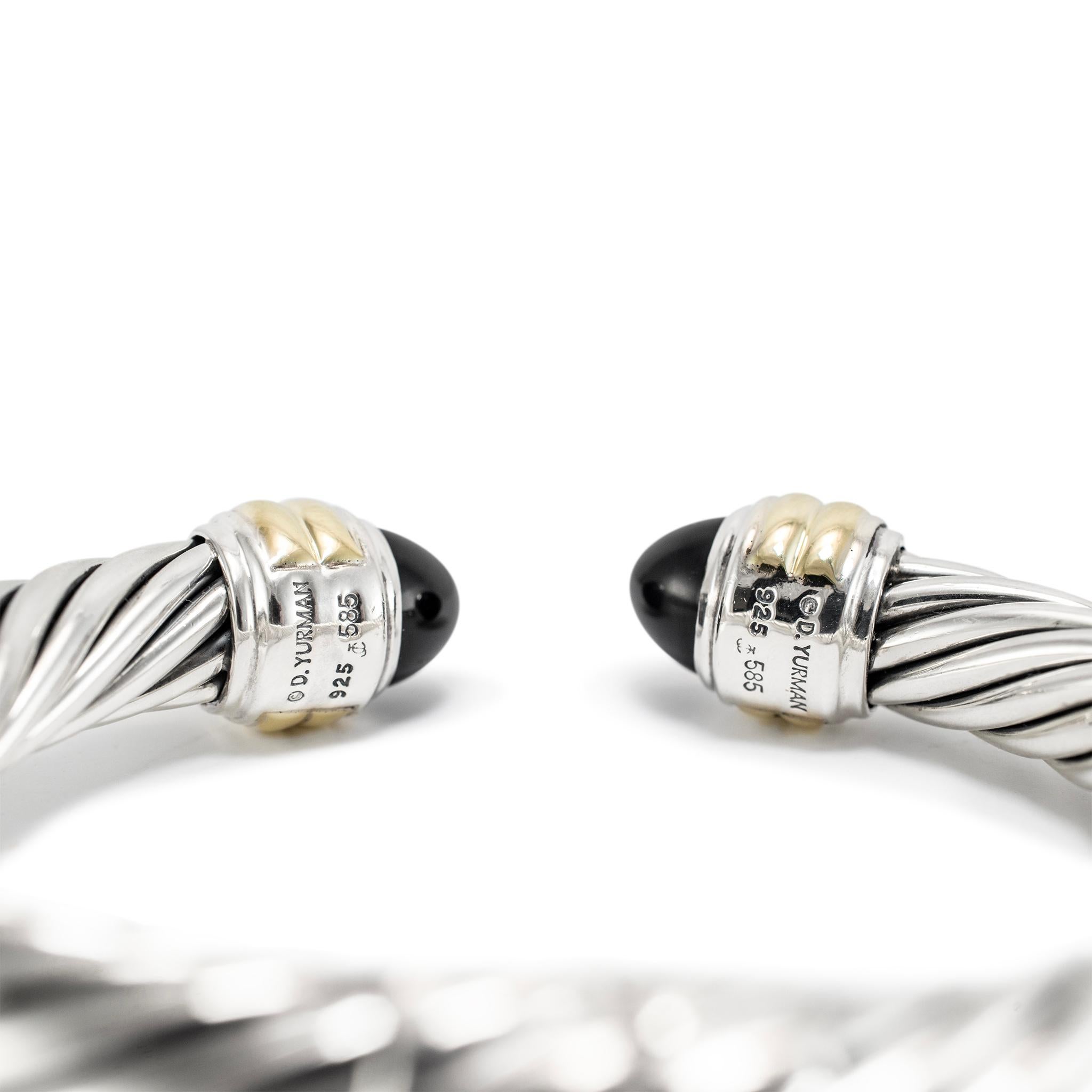 Donna David Yurman Bracciale classico a cavo in argento 925 e oro giallo con onice