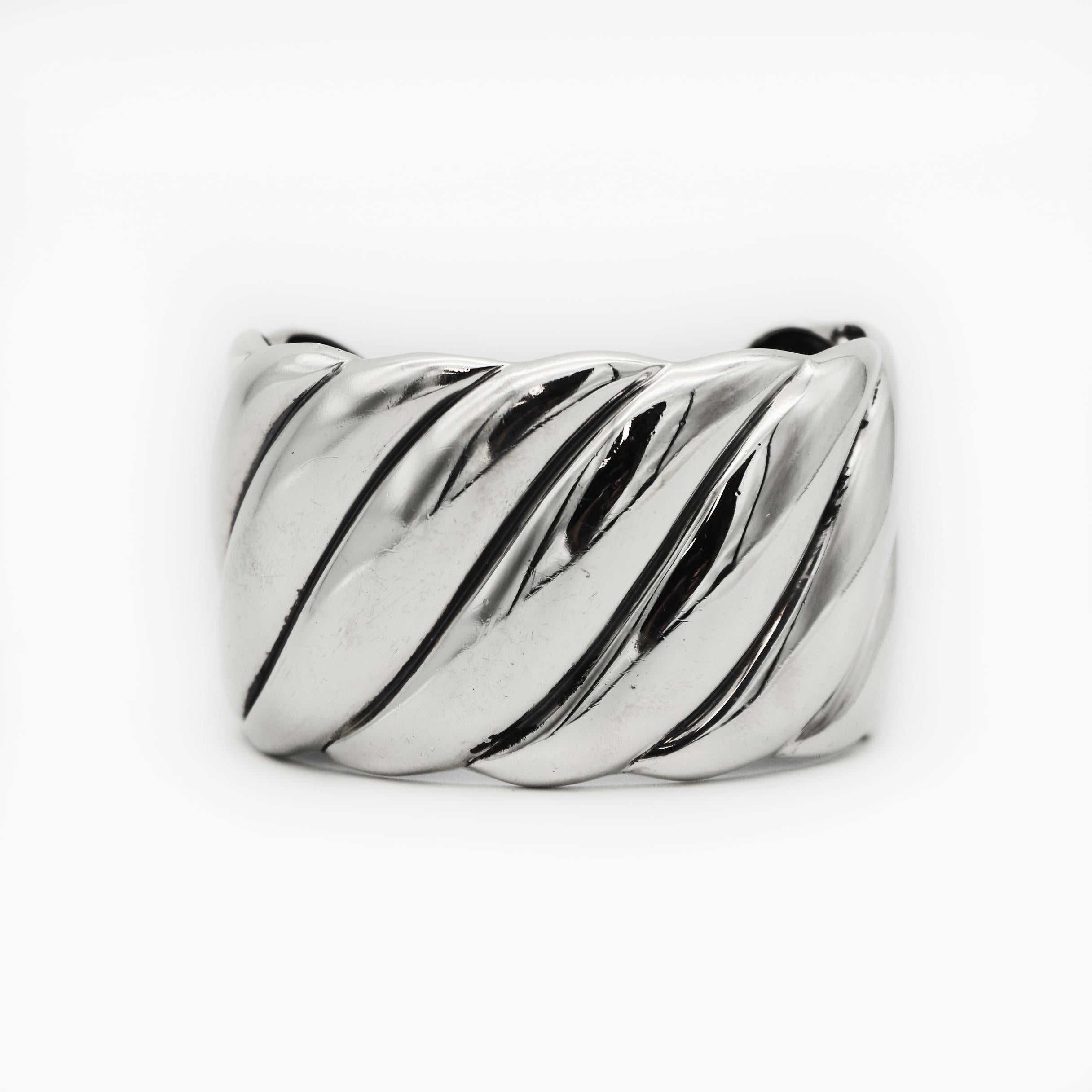 David Yurman 925 Wide Sculpted Cable Cuff Bracelet