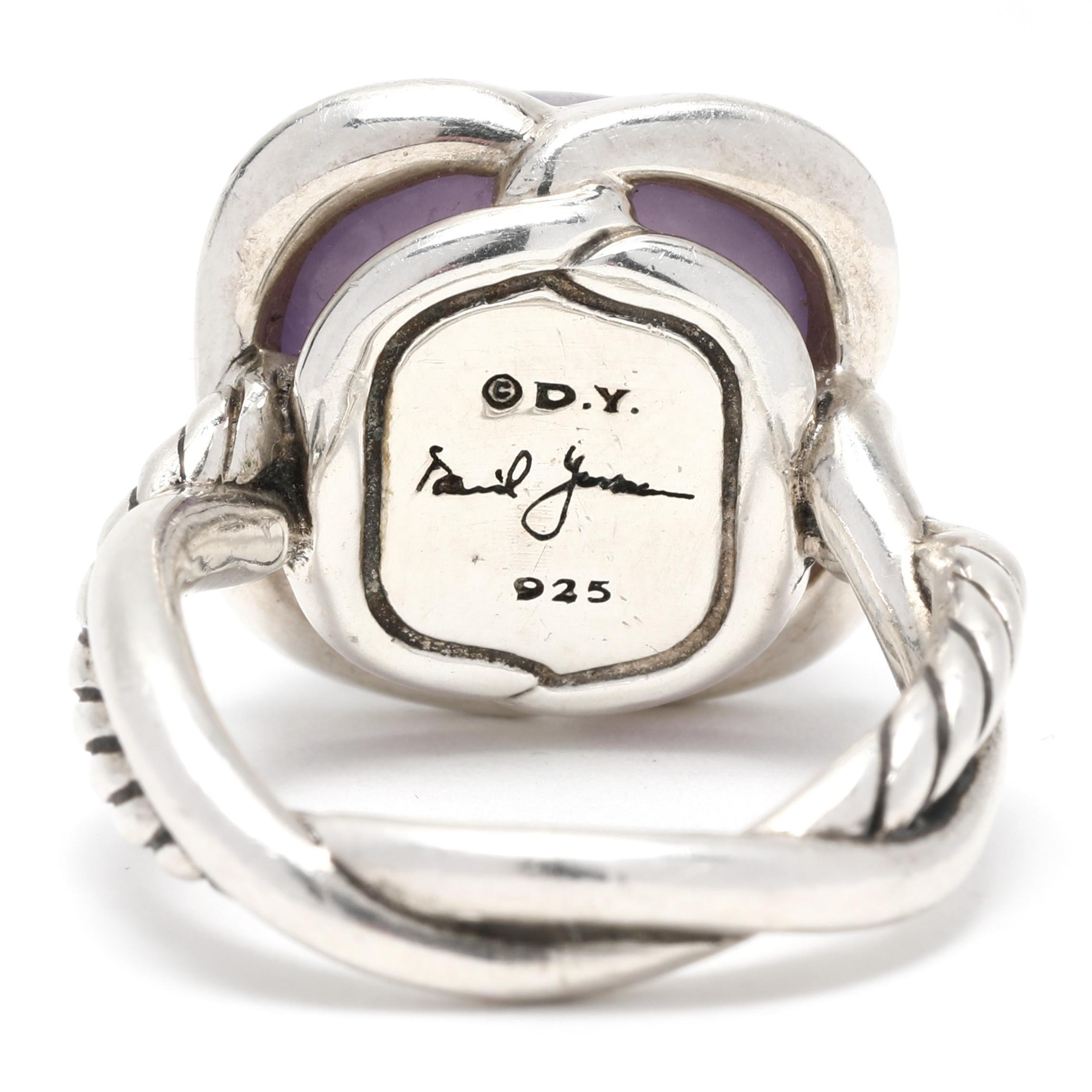 David Yurman 9.5 Carat Amethyst Infinity Ring, Sterling Silver, Ring, Large For Sale 1